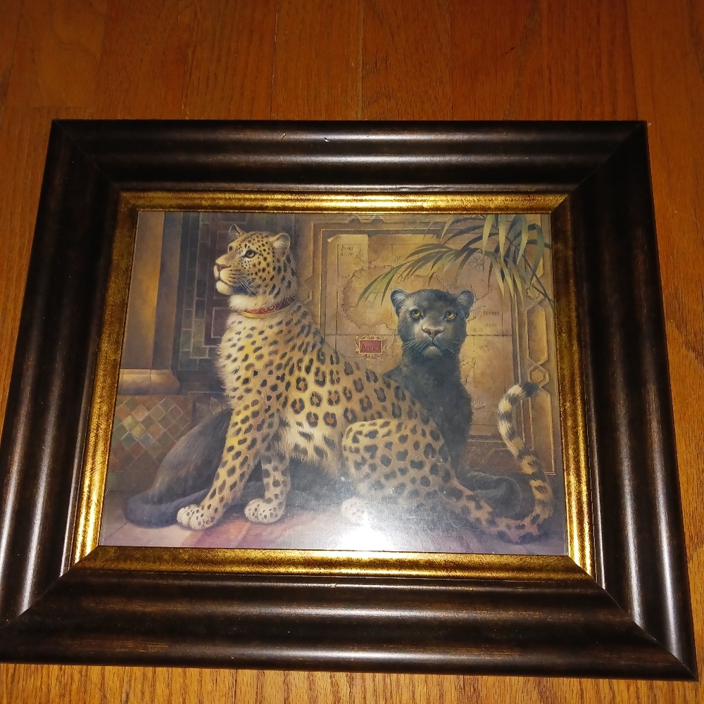 Framed Leopard and Panther Art